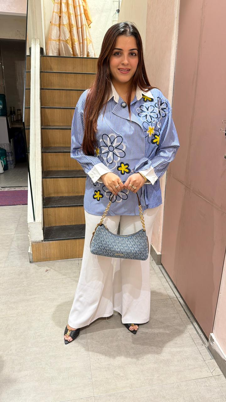 Striped Floral Overlay Shirt