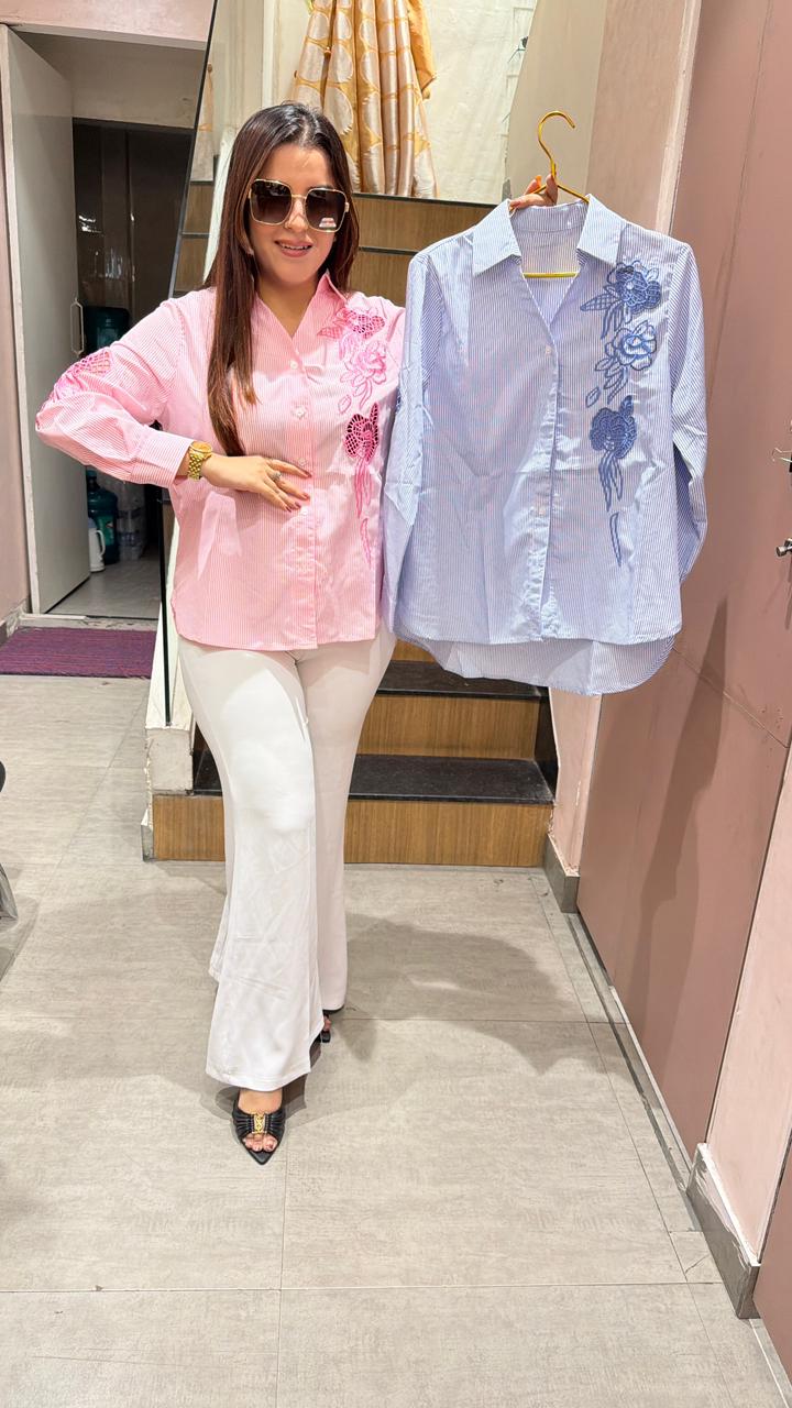 Denim utility style + feminine floral