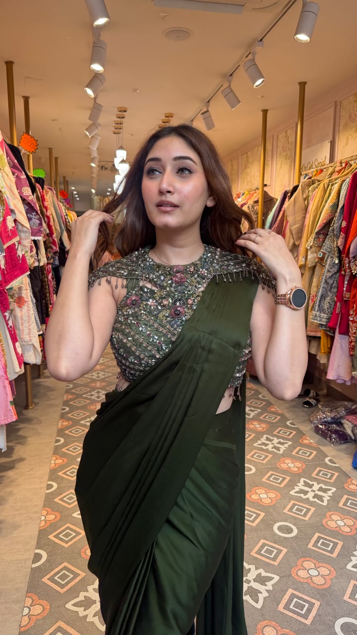 Royal dark green luxury saree