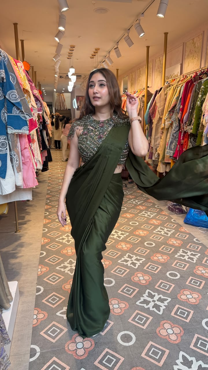 Royal dark green luxury saree