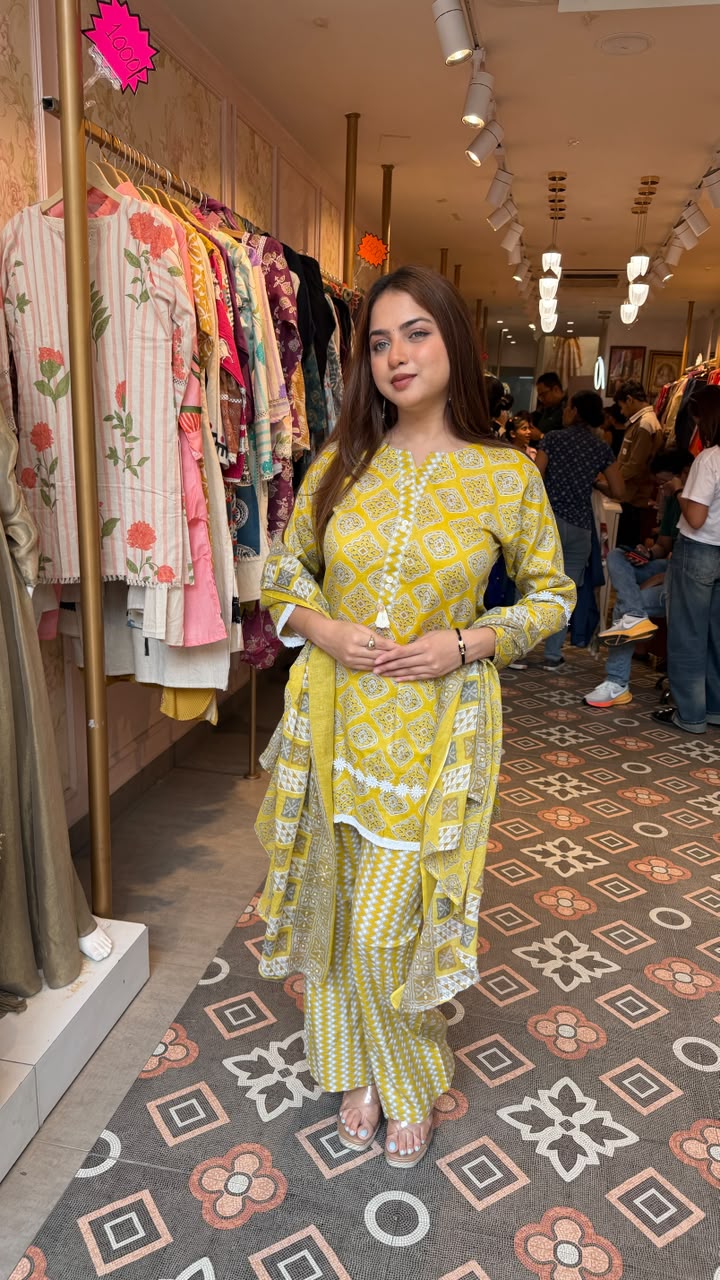 Printed Straight Kurta Palazzo Set