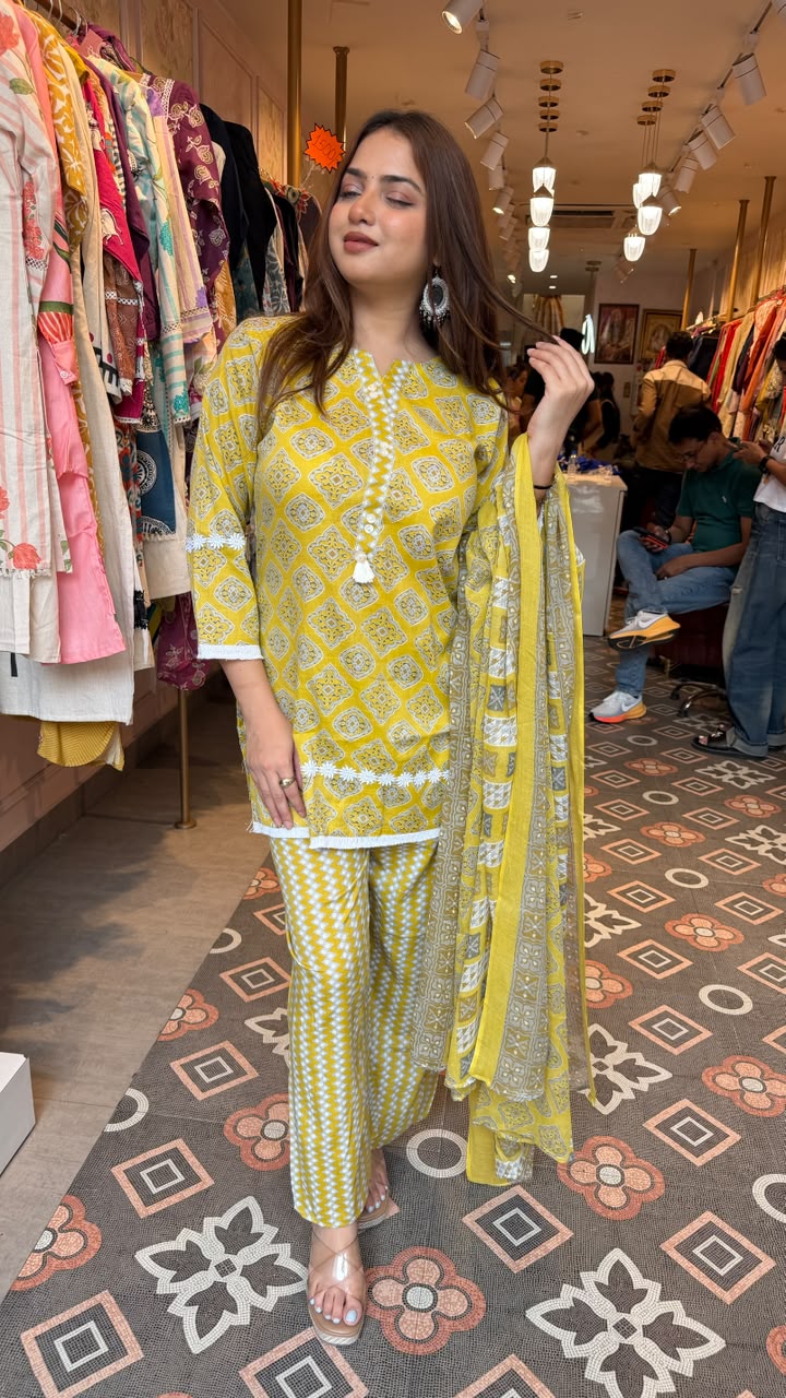 Printed Straight Kurta Palazzo Set