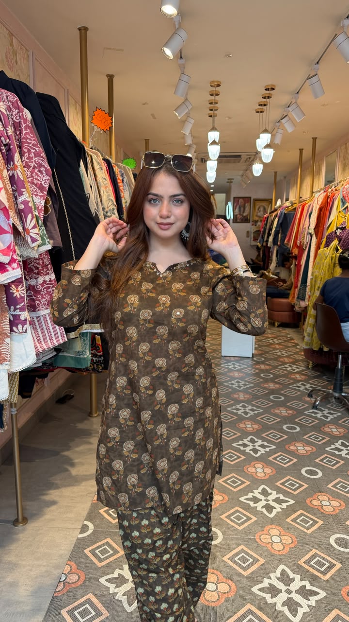 Printed straight kurta with palazzo set