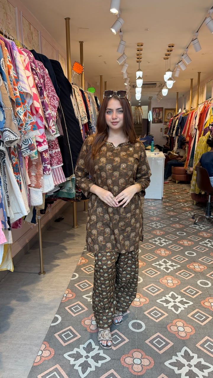 Printed straight kurta with palazzo set