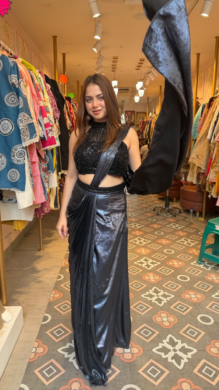 Modern cocktail draped saree