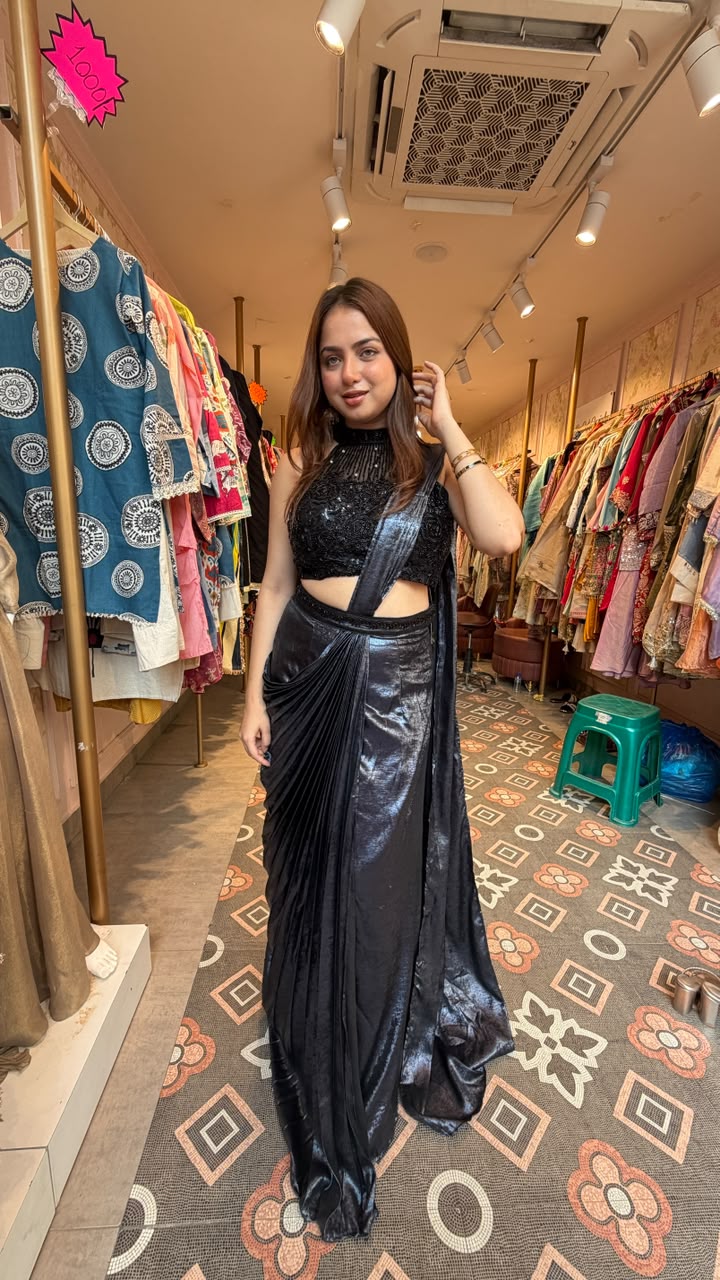Modern cocktail draped saree