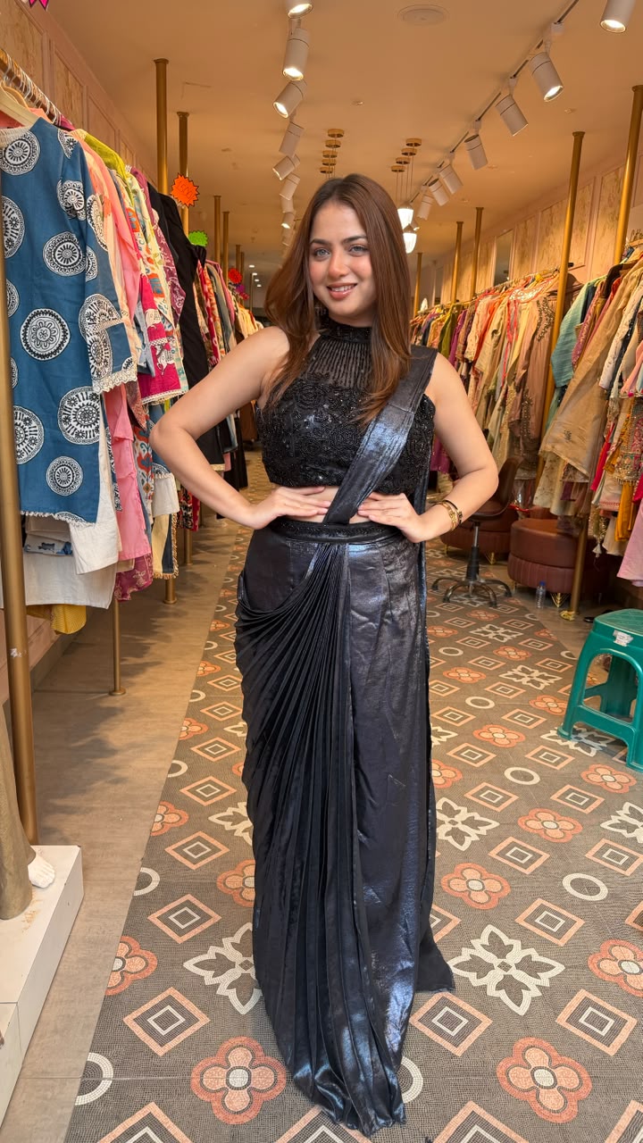Modern cocktail draped saree
