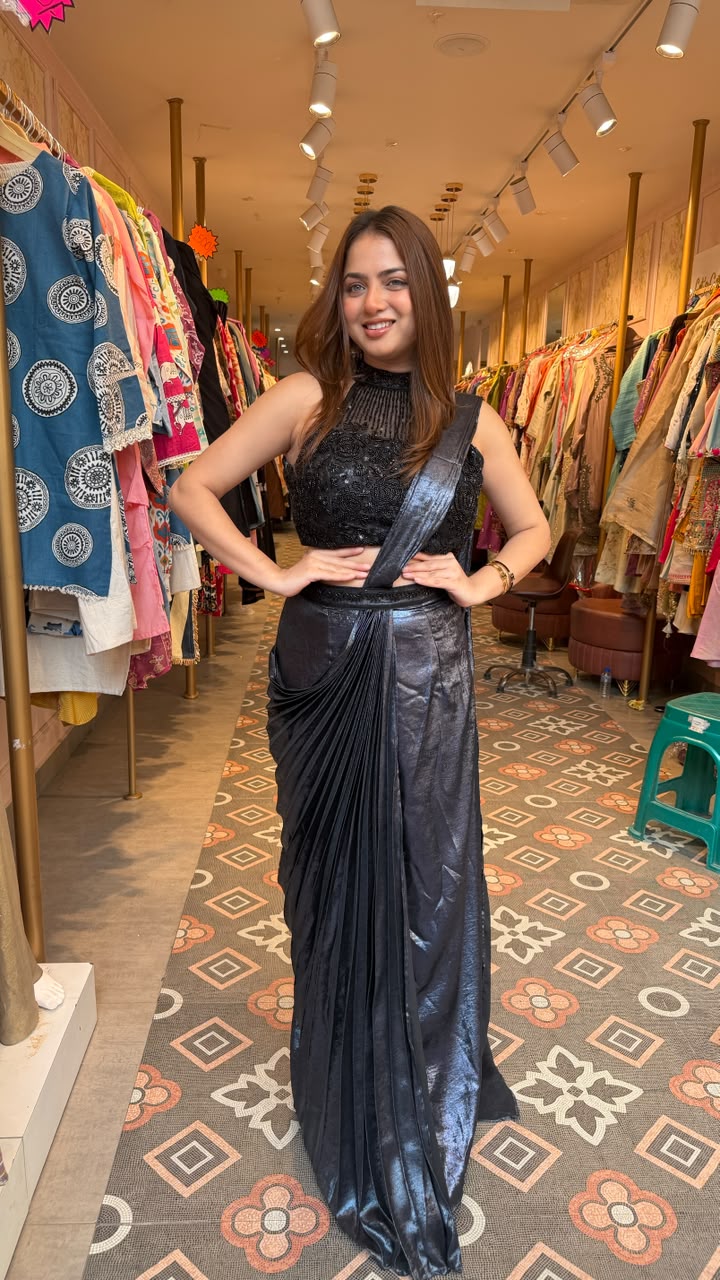 Modern cocktail draped saree