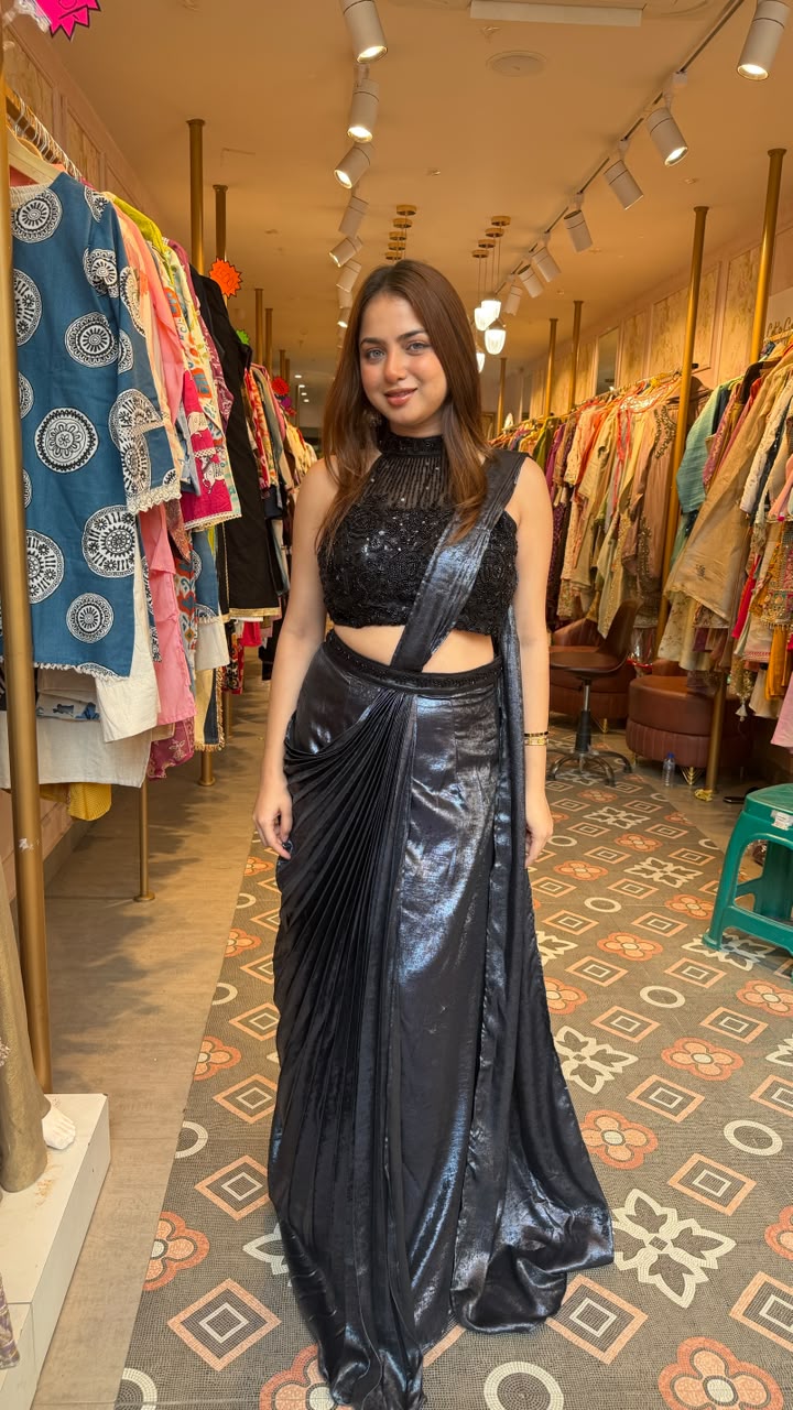 Modern cocktail draped saree