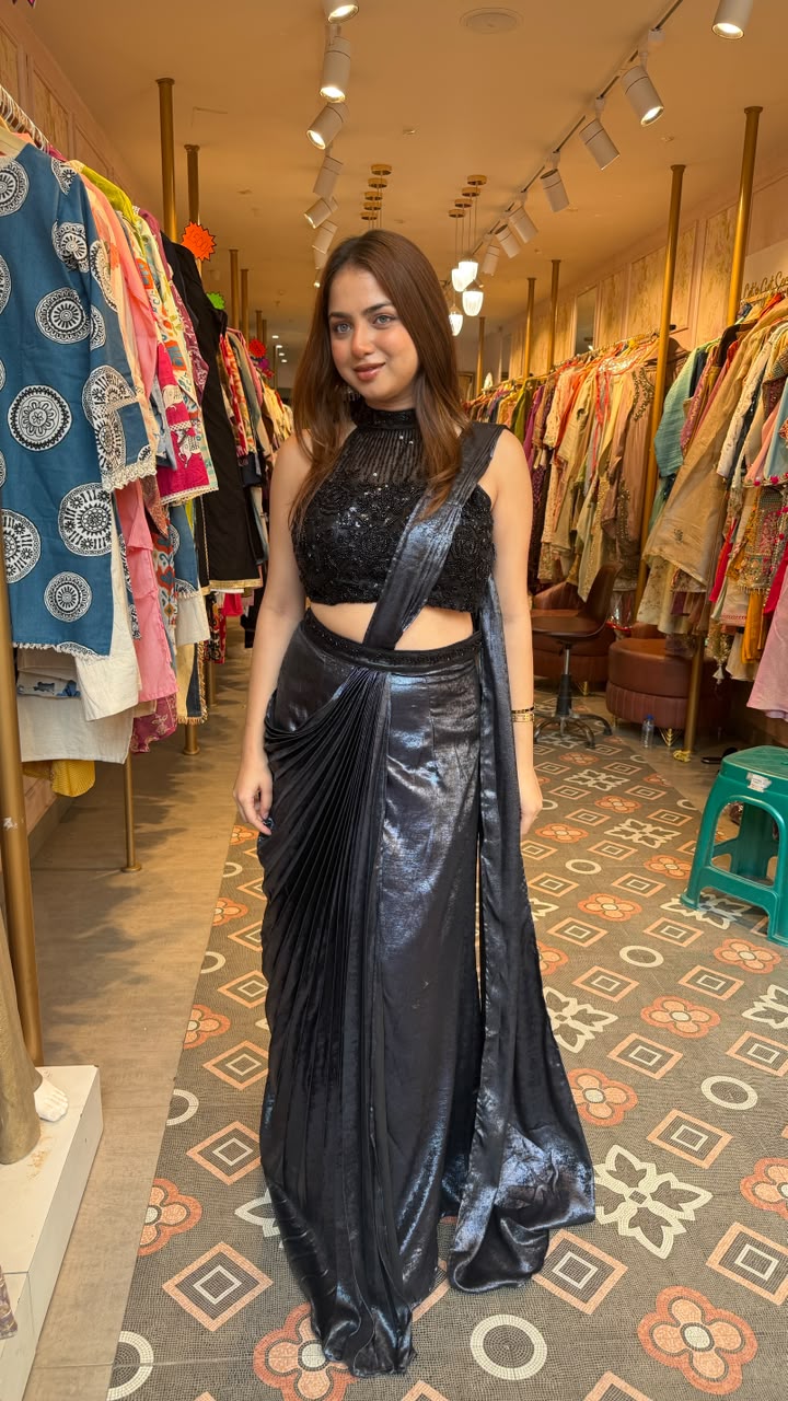 Modern cocktail draped saree