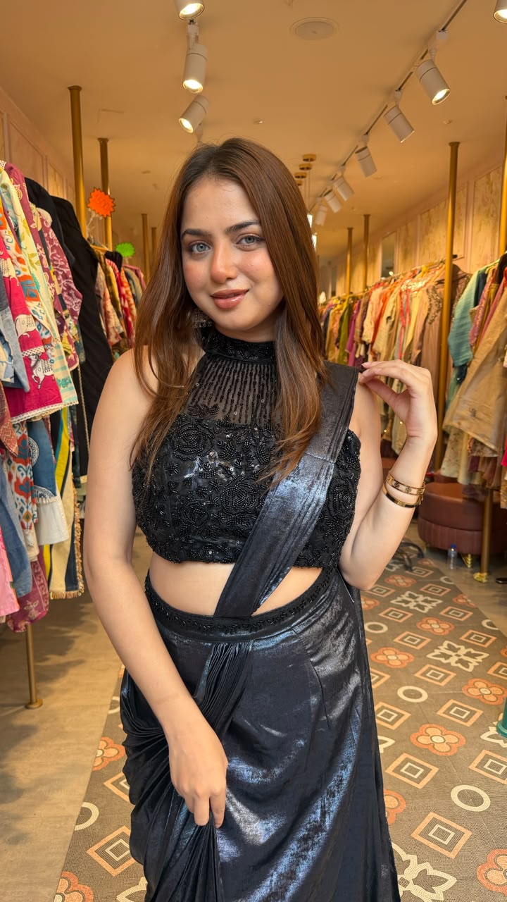 Modern cocktail draped saree