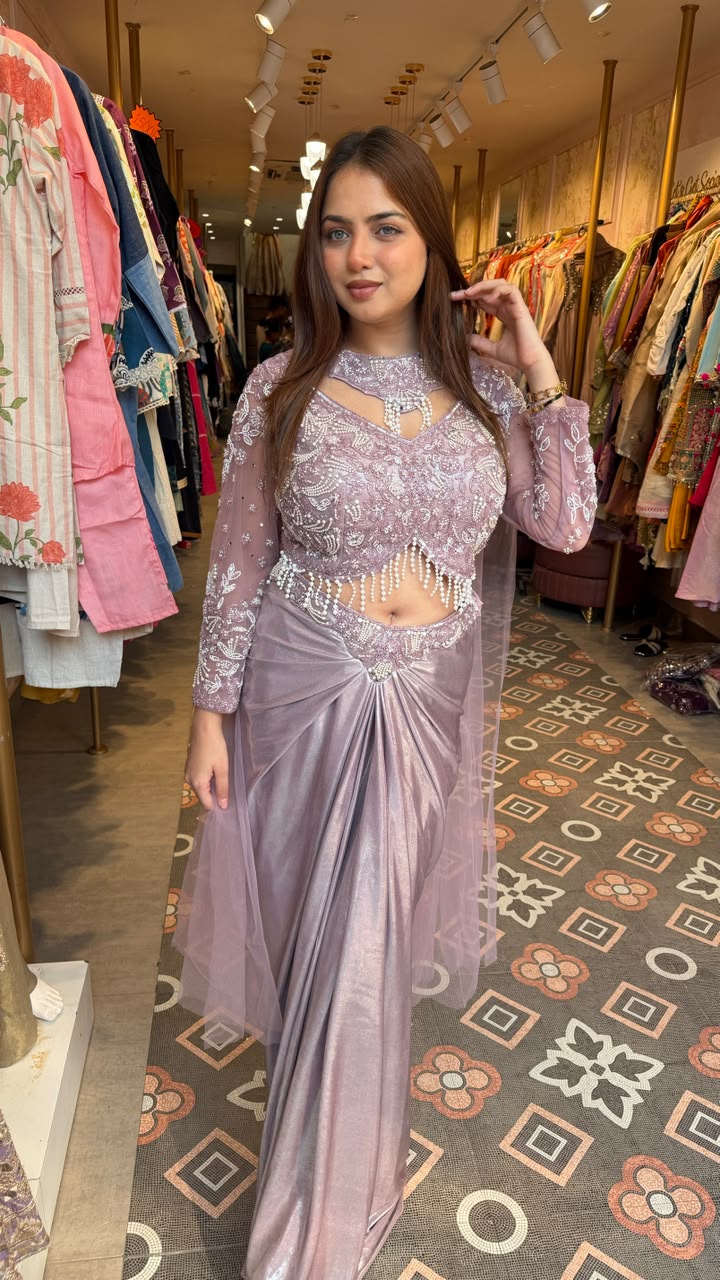 Designer Pre-Draped Saree Set
