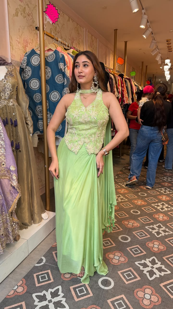 Corset Blouse and  Dhoti Skirt Set