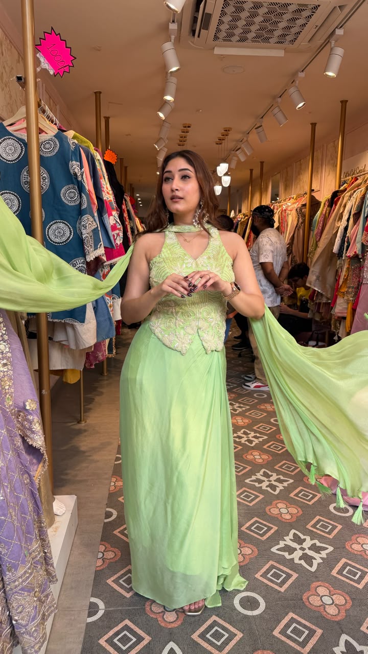 Corset Blouse and  Dhoti Skirt Set