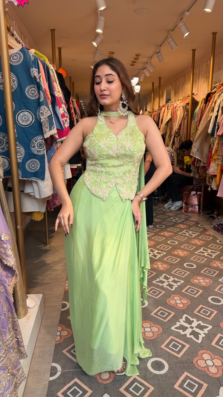 Corset Blouse and  Dhoti Skirt Set