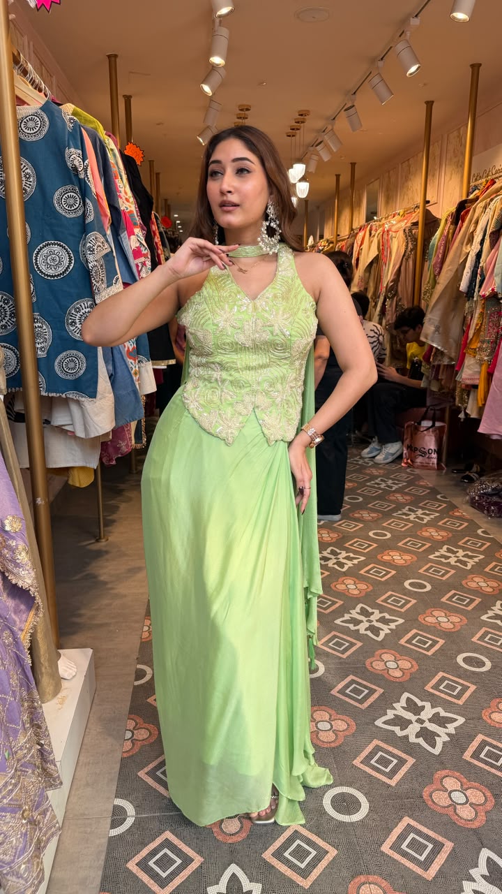 Corset Blouse and  Dhoti Skirt Set