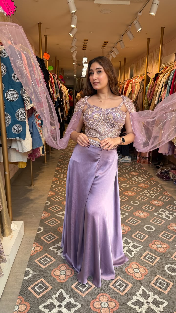 Designer Crop Top with Palazzo Pants & Dupatta