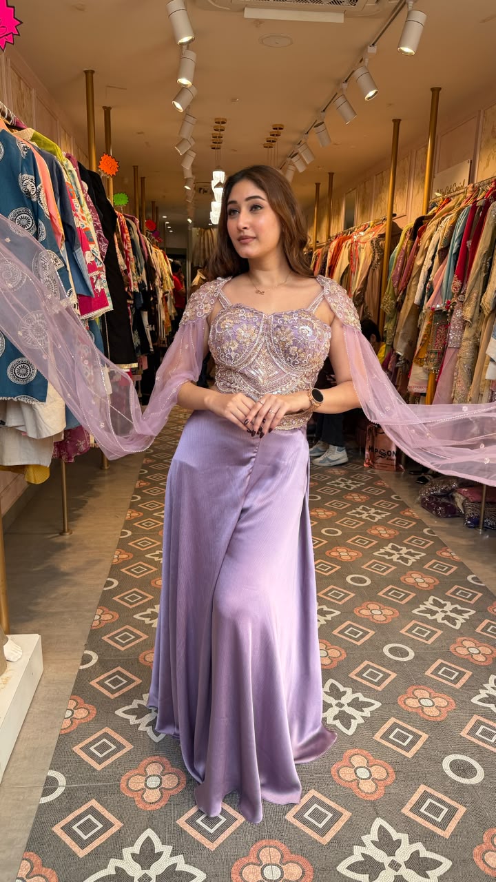 Designer Crop Top with Palazzo Pants & Dupatta