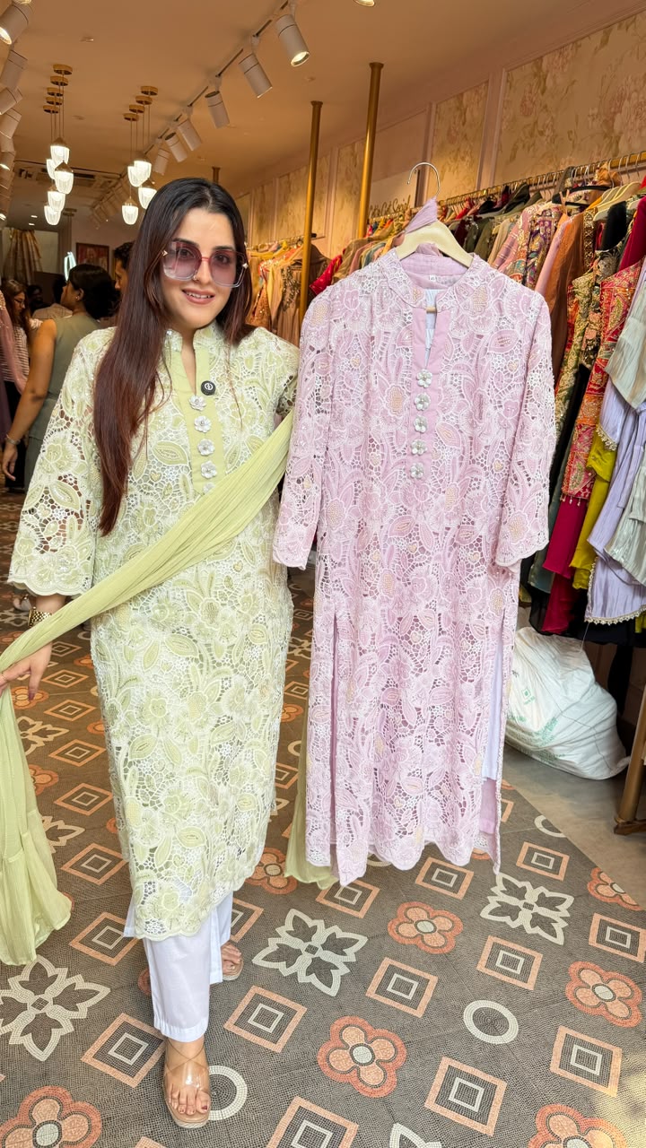 Lucknowi Chikankari straight embroidered suit