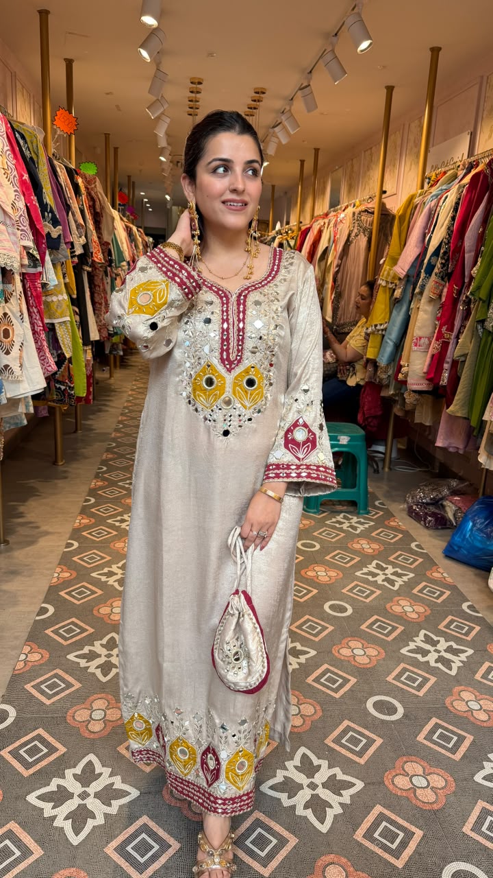 Traditional Chikankari-inspired Straight Kurta Set