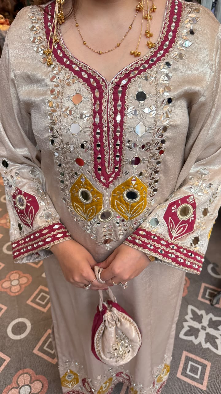 Traditional Chikankari-inspired Straight Kurta Set