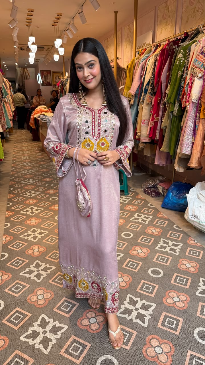 Traditional Chikankari-inspired Straight Kurta Set