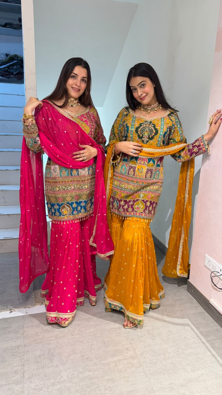 Mughal Inspired Embroidered Sharara Set