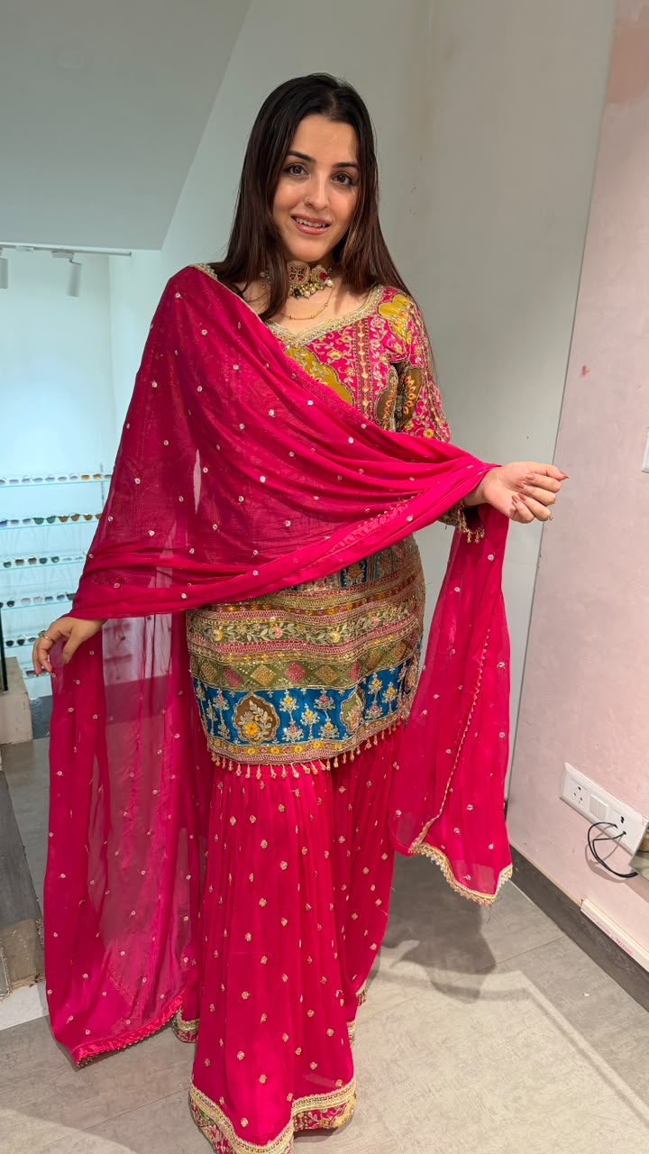 Mughal Inspired Embroidered Sharara Set
