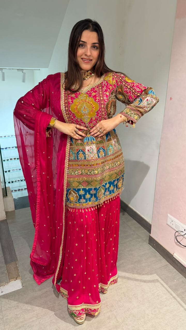 Mughal Inspired Embroidered Sharara Set