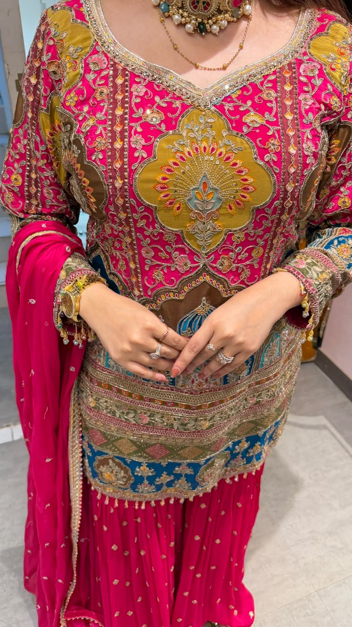 Mughal Inspired Embroidered Sharara Set