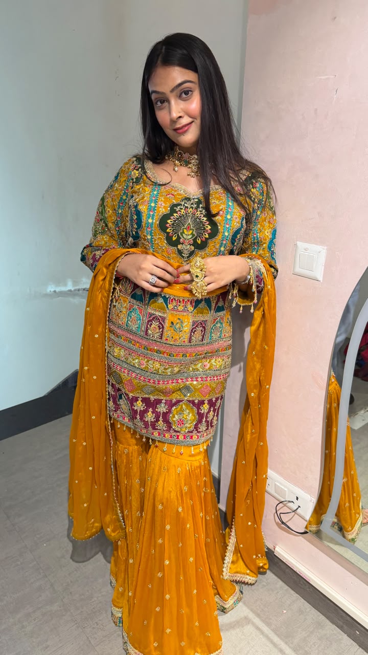 Mughal Inspired Embroidered Sharara Set