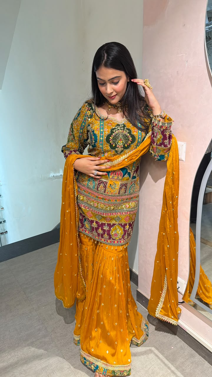 Mughal Inspired Embroidered Sharara Set