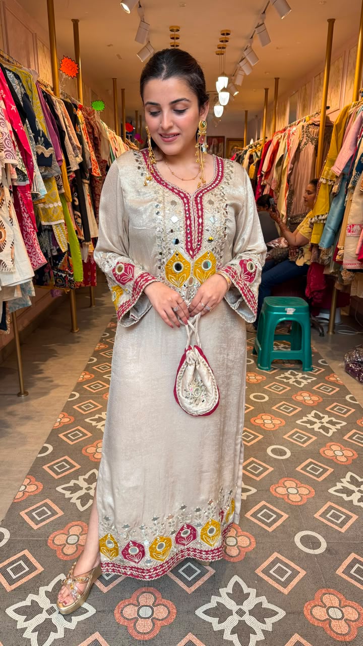 Traditional Chikankari-inspired Straight Kurta Set