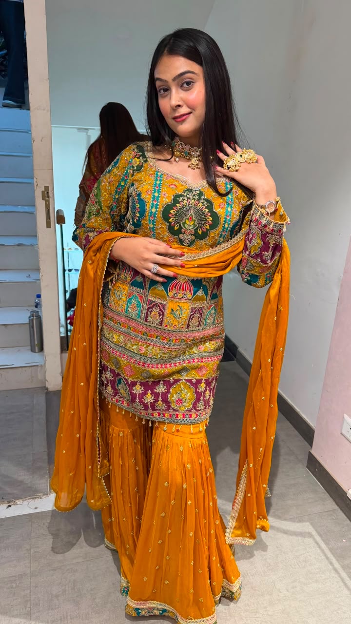 Mughal Inspired Embroidered Sharara Set