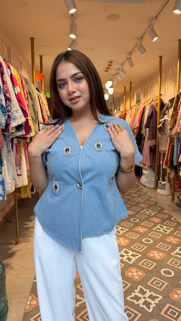 Embellished Denim Blouse
