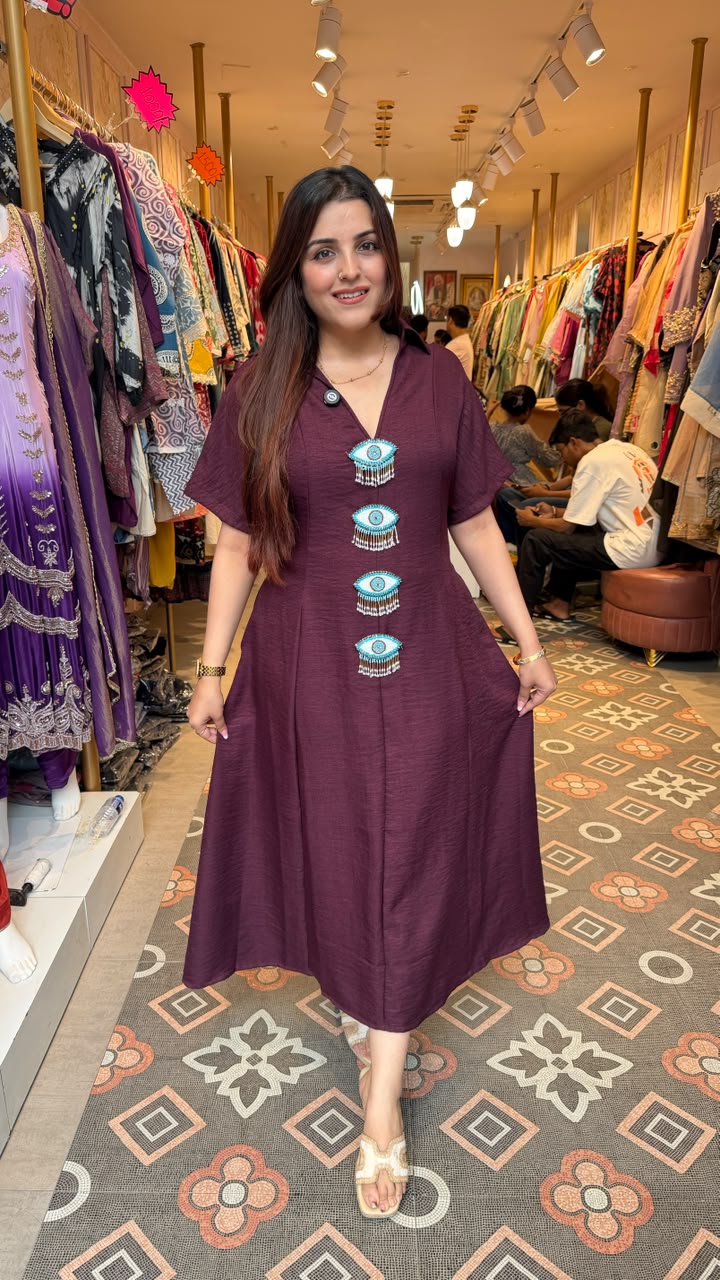 Evil Eye A-Line Midi Dress