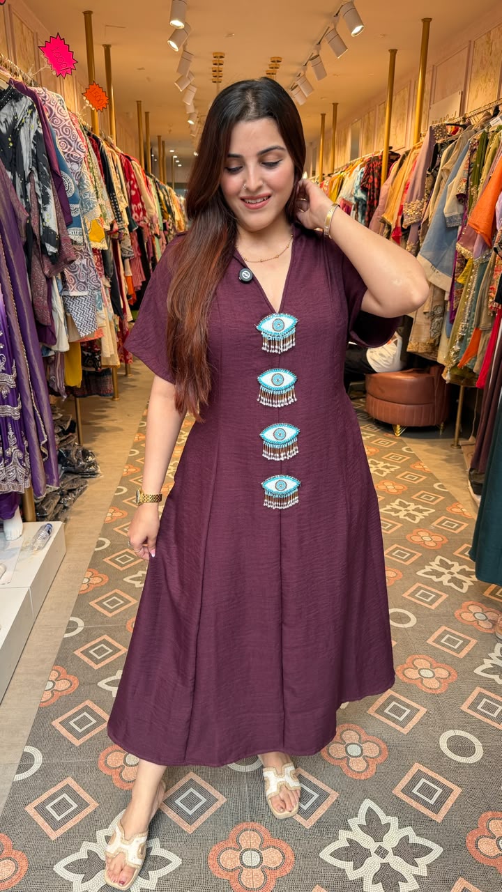 Evil Eye A-Line Midi Dress