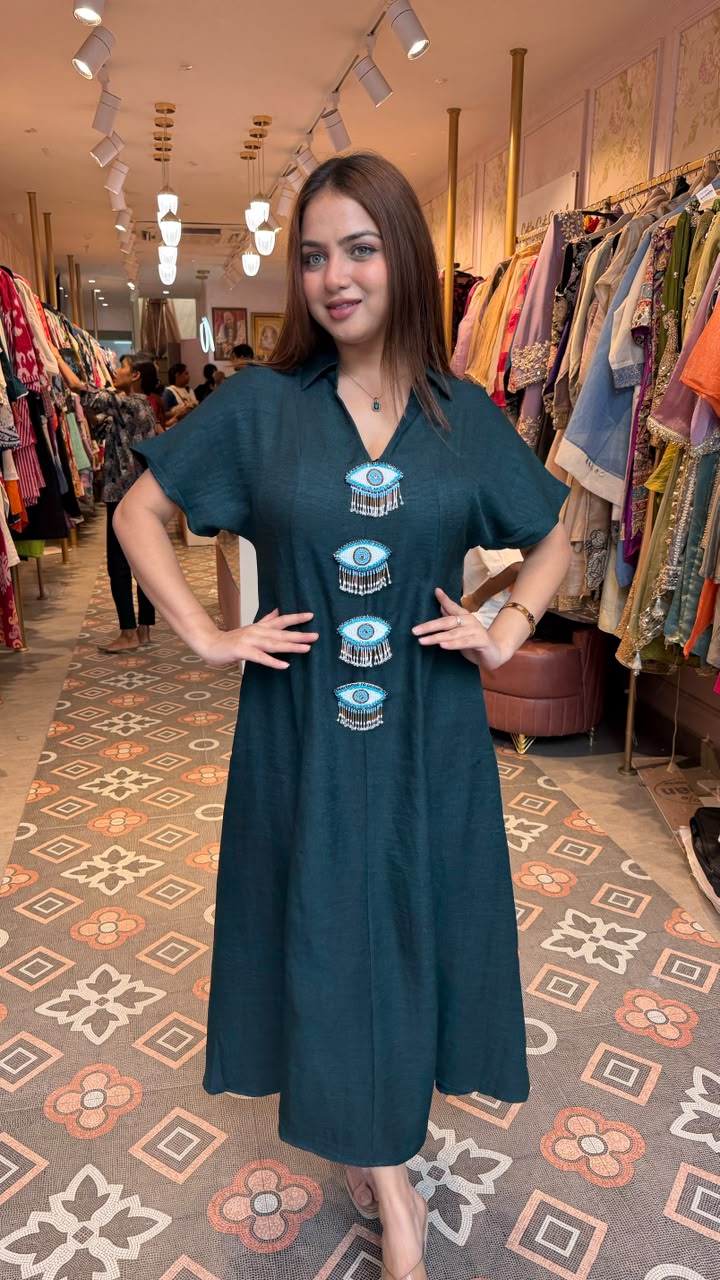 Evil Eye A-Line Midi Dress
