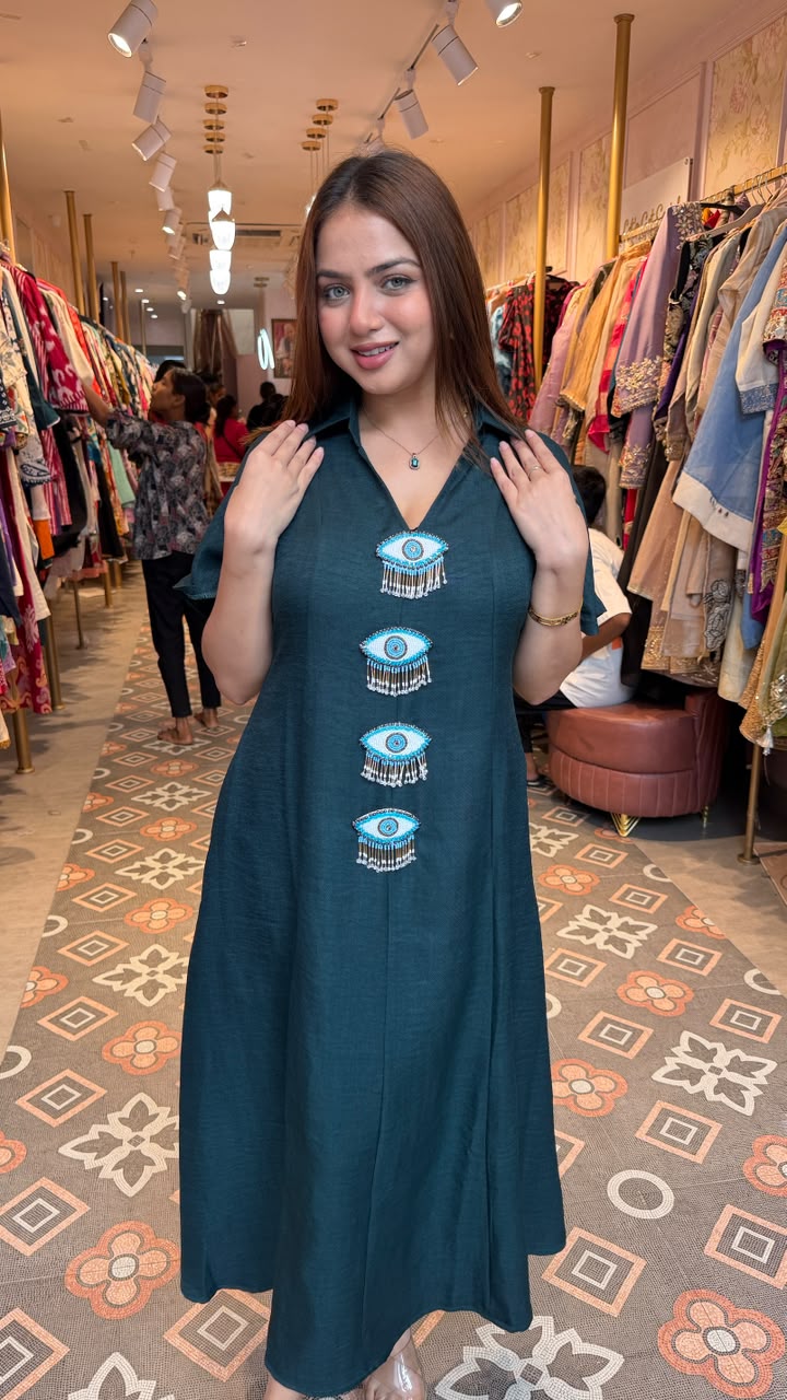 Evil Eye A-Line Midi Dress