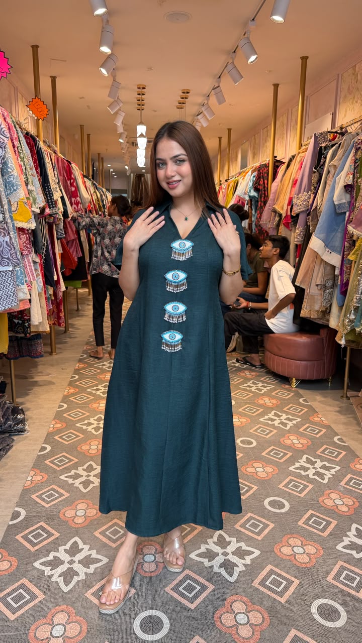 Evil Eye A-Line Midi Dress