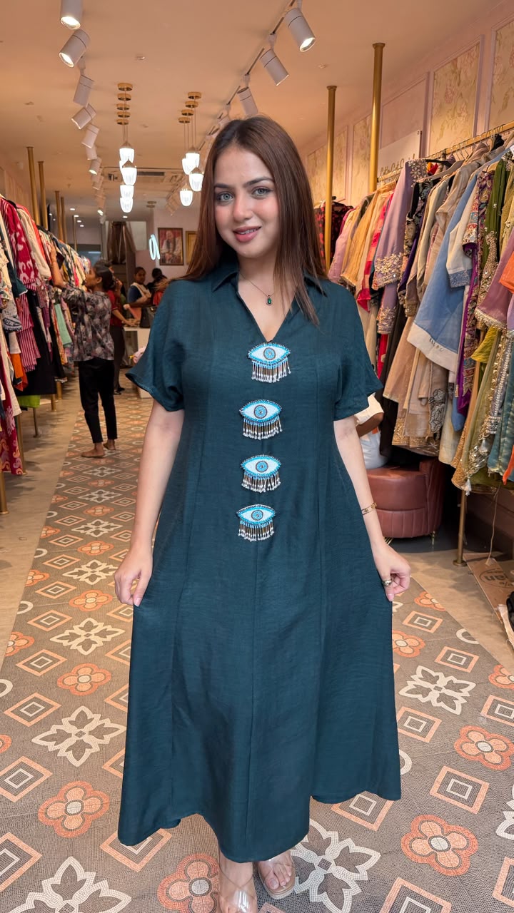 Evil Eye A-Line Midi Dress