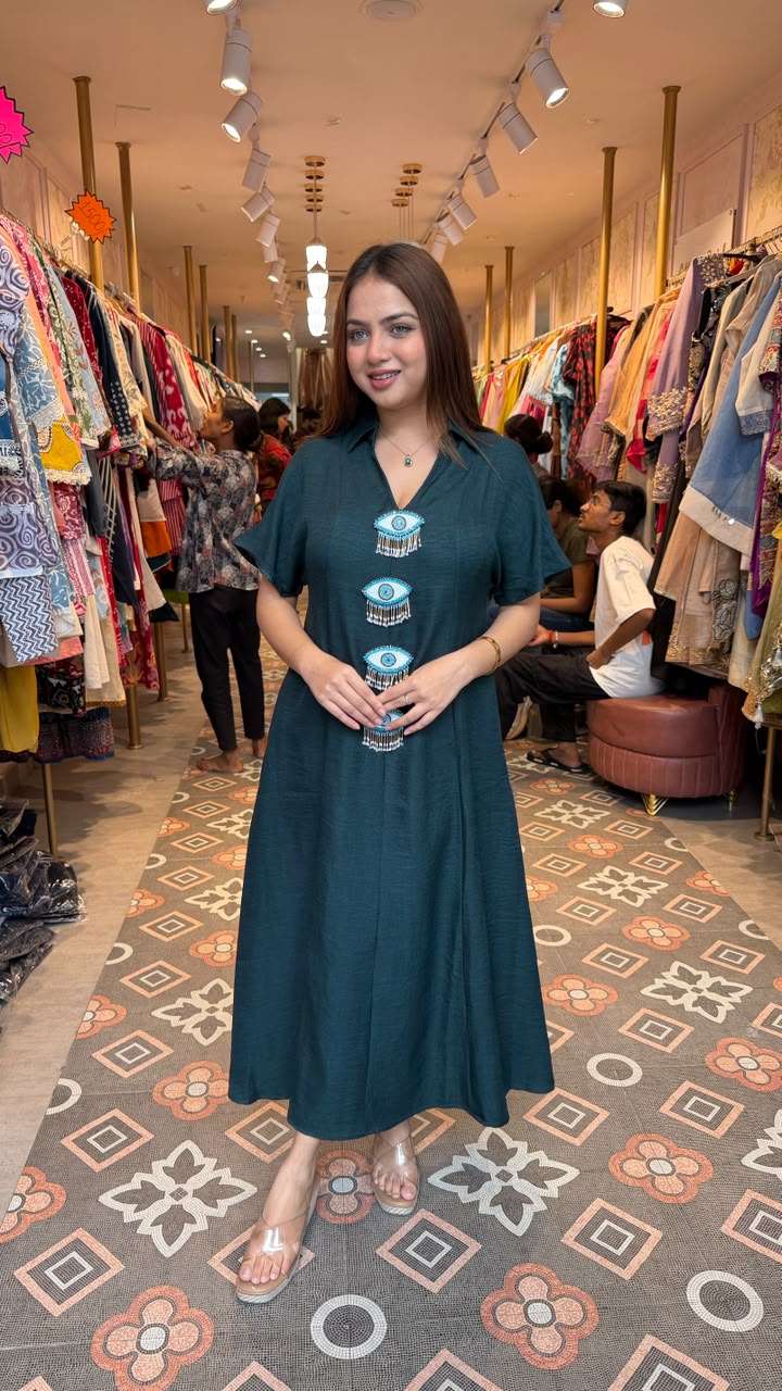 Evil Eye A-Line Midi Dress