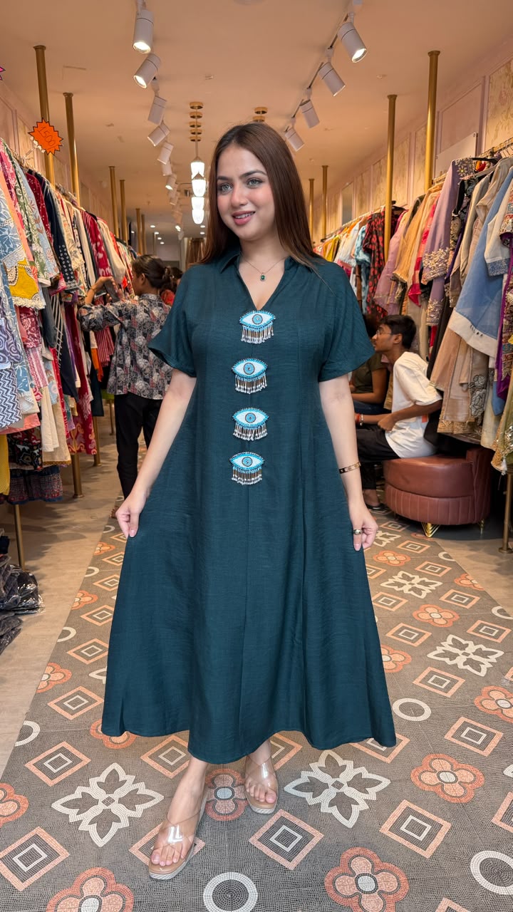 Evil Eye A-Line Midi Dress