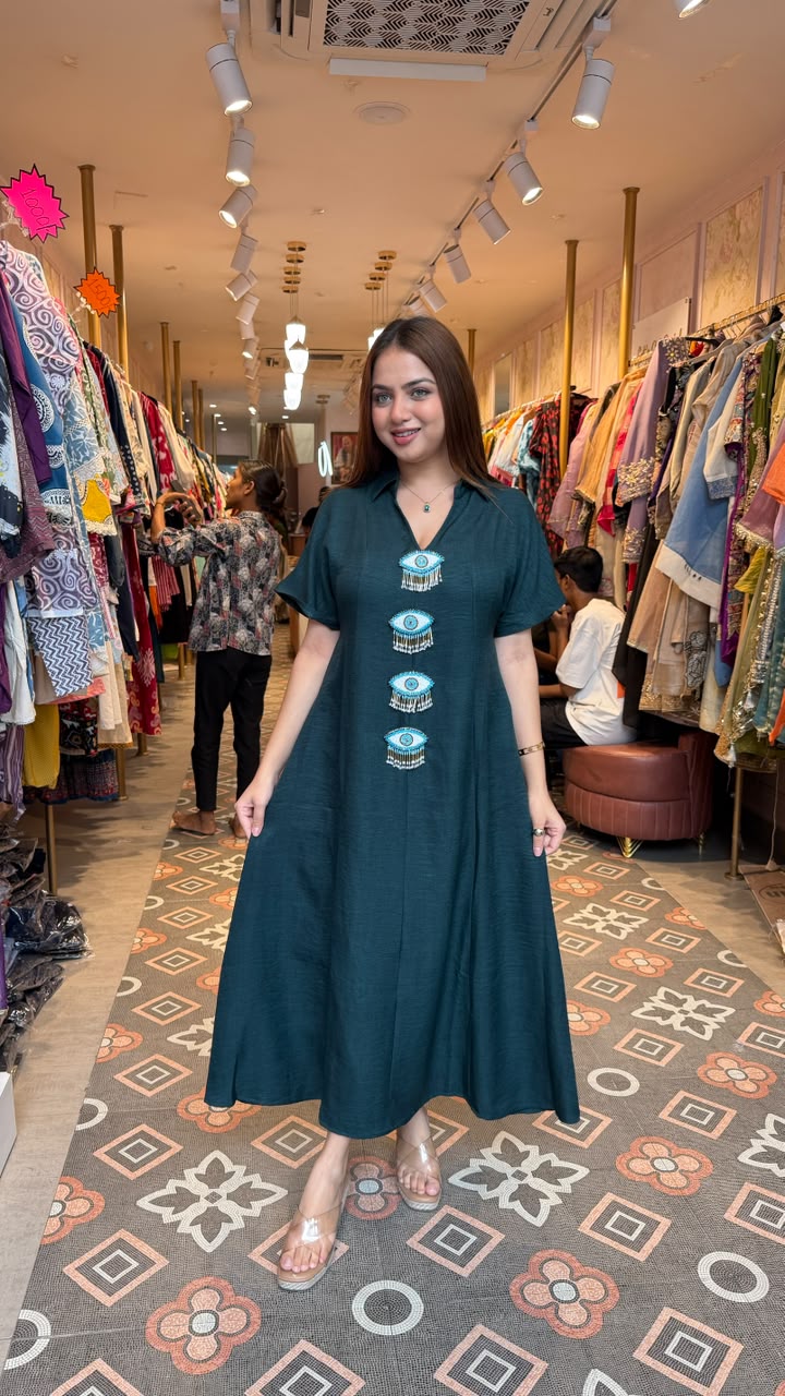 Evil Eye A-Line Midi Dress