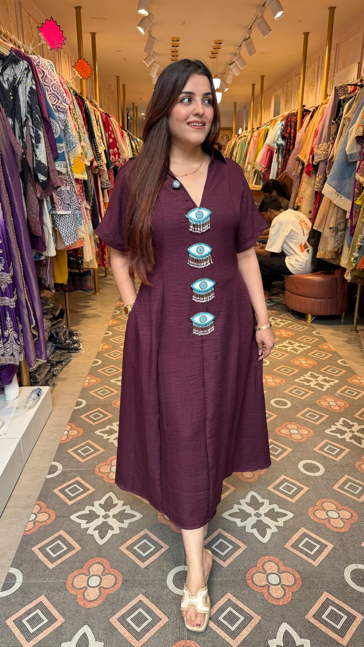 Evil Eye A-Line Midi Dress
