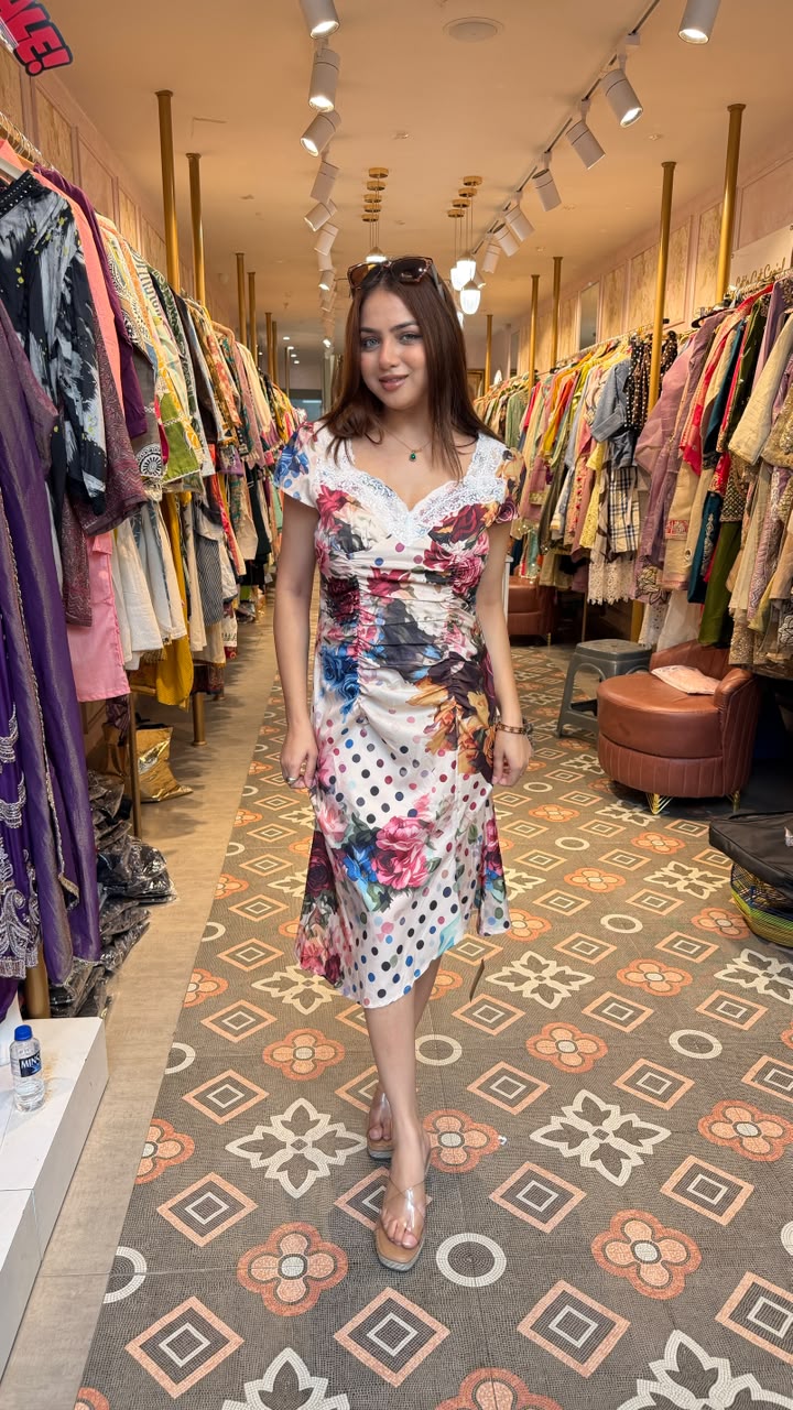 Vintage Floral Ruched Dress
