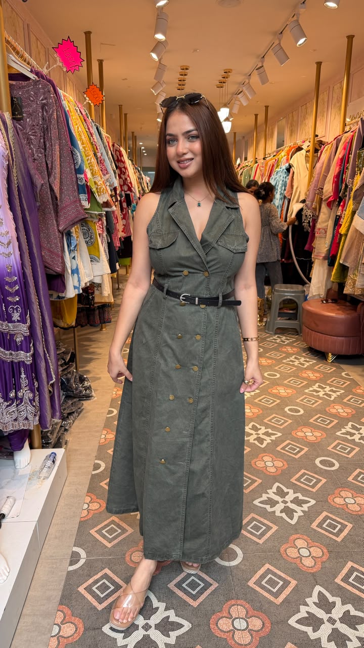 Safari Style Denim Dress