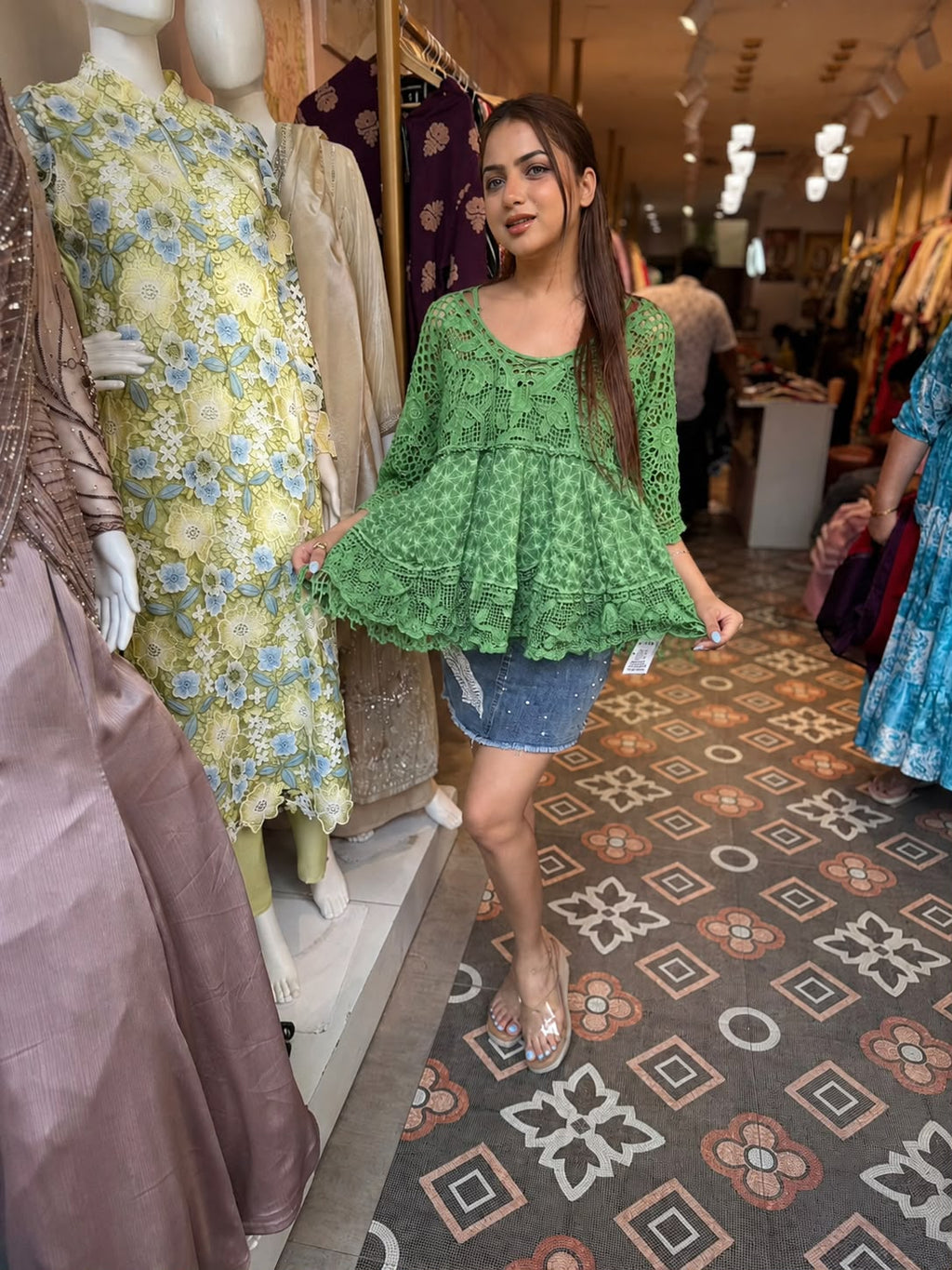 Crochet Lace Kaftan Top