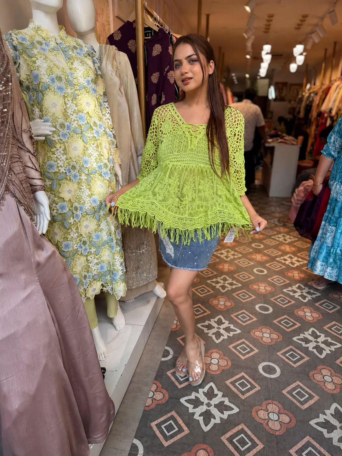 Crochet Lace Kaftan Top