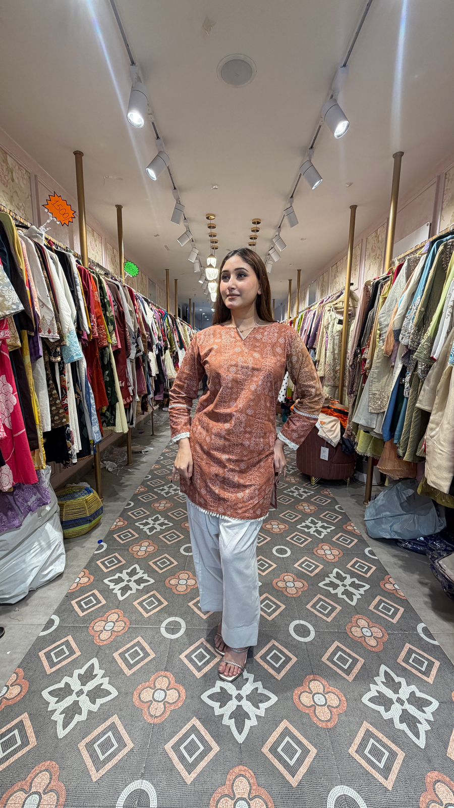 Rust Printed Kurta Co-ord Set